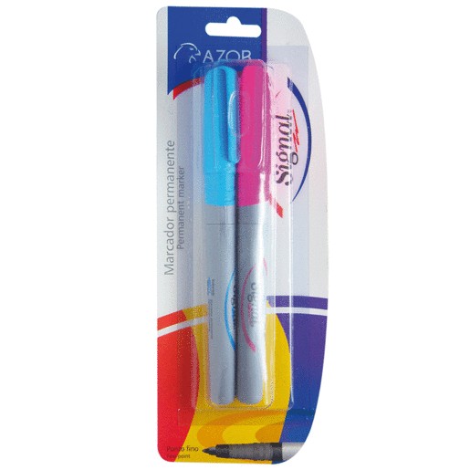 MARCADOR SIGNAL PUNTO FINO AZUL Y ROSA