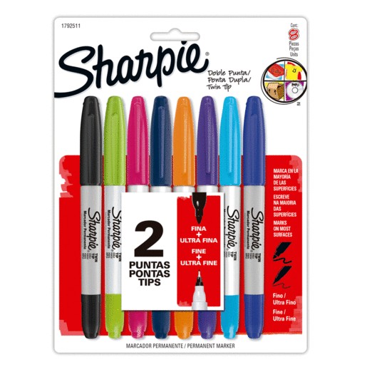 MARCADOR SHARPIE TWIN TIP SURTIDO 8 PIEZAS