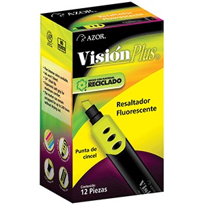 MARCATEXTO AZOR VISION AMARILLO CAJA CON 12 PIEZAS