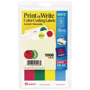 ETIQUETAS CIRCULARES AVERY VARIOS COLORES CON 816