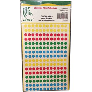 ETIQUETAS CIRCULARES ATRAX VARIOS COLORES CON 768