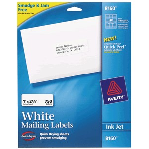 ETIQUETA BLANCAS INKJET 1 X 2 5/8 CON 750 AVERY