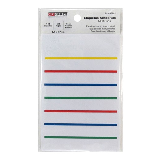 ETIQUETAS ADHESIVAS RECTANGULARES 1.7CMX 8.7CM