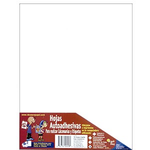 PAPEL AUTOADHERIBLE TAMANO CARTA BLANCO C/10 HOJAS