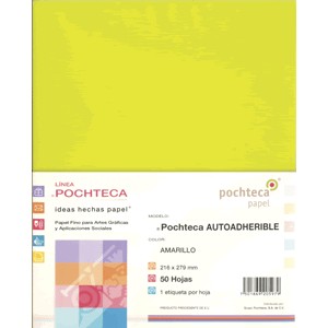 PAPEL AUTOADHERIBLE POCHTECA CARTA AMARILLO C/50