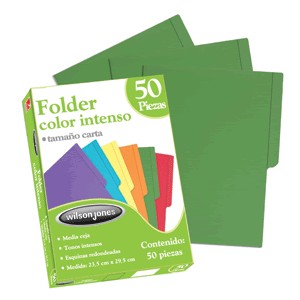 FOLDER CARTA WILSON JONES VERDE CON 50 PIEZAS