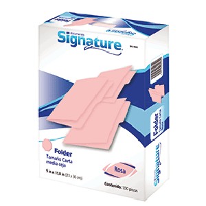 FOLDER CARTA SIGNATURE ROSA CON 100 PIEZAS
