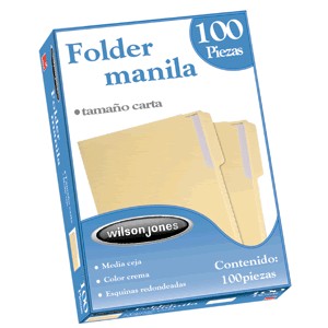 FOLDER CARTA WILSON JONES MANILA CON 100 PIEZAS