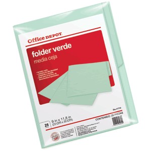 FOLDER CARTA OFFICE DEPOT VERDE CON 25 PIEZAS