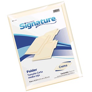 FOLDER CARTA SIGNATURE CREMA CON 3 PIEZAS