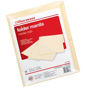 FOLDER CARTA OFFICE DEPOT MANILA CON 10 PIEZAS