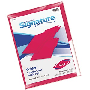 FOLDER CARTA SIGNATURE ROJO CON 3 PIEZAS