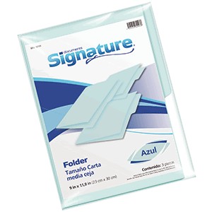 FOLDER CARTA SIGNATURE AZUL CON 3 PIEZAS