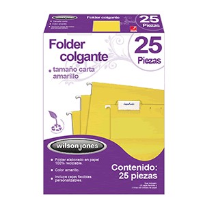 FOLDER COLGANTE WILSON JONES CARTA AMARILLO 25 PZS