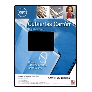 CUBIERTA DE CARTON GBC COLOR NEGRO CON 20 PIEZAS
