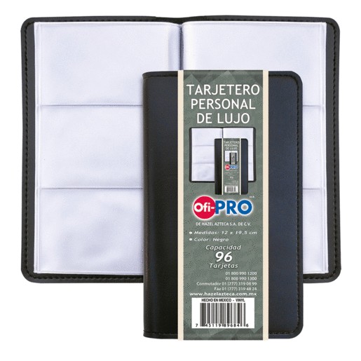 TARJETERO PORTATIL OFI-PRO PARA 96 TARJETAS NEGRO