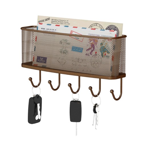 BANDEJA DE CORREO CON PORTA LLAVES MESH BRONZE