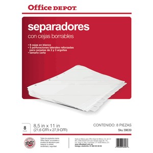 SEPARADORES INDICE OFFICE DEPOT 8 DIV BORRABLE