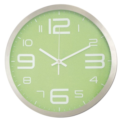 RELOJ DE PARED DE PLASTICO 12P C/FONDO VERDE MARCO
