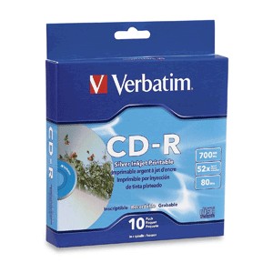 CD-R VERBATIM INKJET PRINT 700MB 80MIN 52X 10 PIEZ
