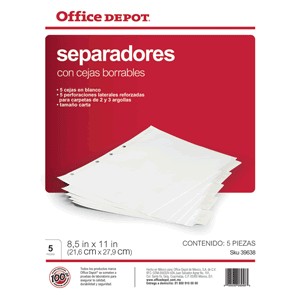 SEPARADORES INDICE OFFICE DEPOT 5 DIVISIONES