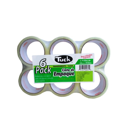 CINTA P/EMPAQUE TRANSPARENTE TUK 48MMX50M 6 PIEZAS