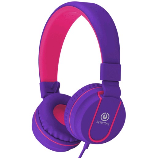 AUDIFONOS ONEAR PARA NINOS COLOR MORADO CON ROSA
