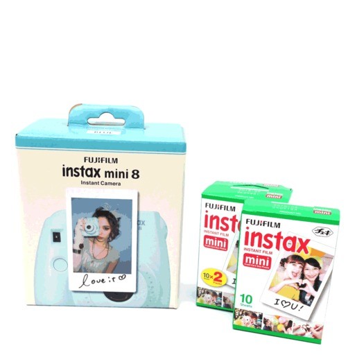 CAMARA FUJI INSTAX MINI8 AZUL CON PAPEL FOTOGRAFIC