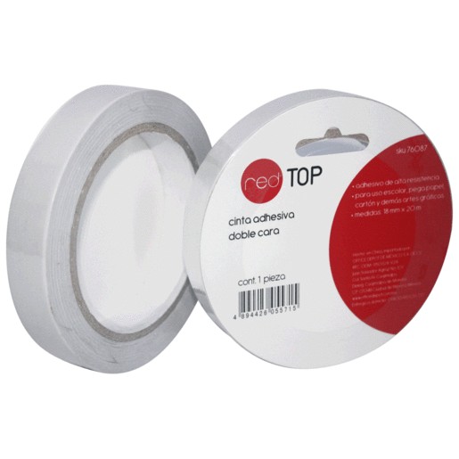 CINTA ADHESIVA RED TOP DOBLE CARA 20M