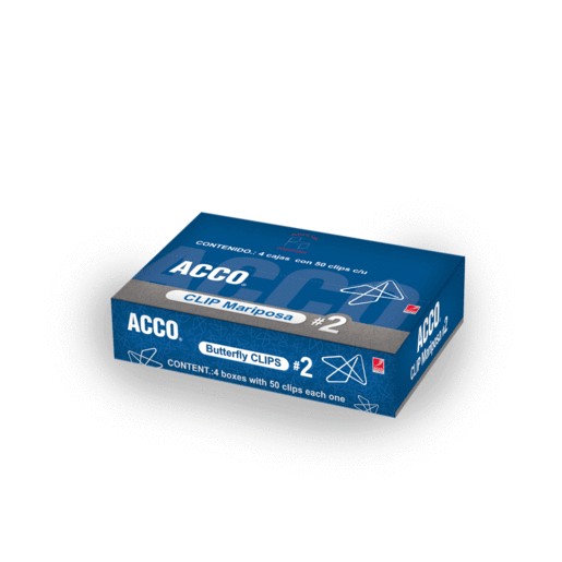 CLIP ACCO MARIPOSA No2 4 PAQUETES CON 50 PIEZAS C/U