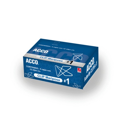 CLIP ACCO MARIPOSA No1 PAQUETE C/4 CAJILLAS C/12
