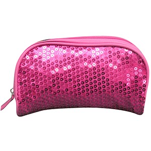 ESTUCHE ESCOLAR TICHER CON LENTEJUELA ROSA Y NEGRO