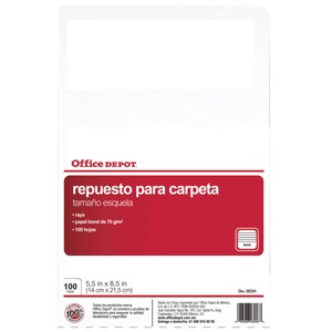 HOJAS PARA CARPETA ESQUELA OFFICE DEPOT RAYA 100 H
