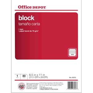BLOCK CARTA OFFICE DEPOT 80 HOJAS RAYA