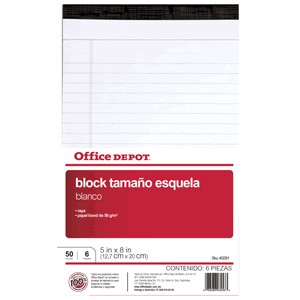 BLOCK TAMANO ESQUELA 5 X 8 RAYADO OFFICE DEPOT