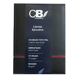 LIBRETA EJECUTIVA 72 HOJAS RAYA NEGRA
