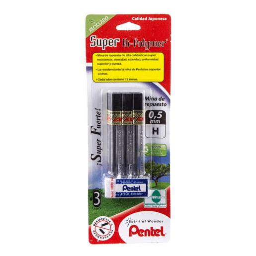 MINAS 0.5 MM H SUPER HI POLYMER PENTEL