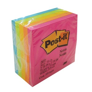 POST-IT 654 3 X 3 NEON PAQUETE C/5