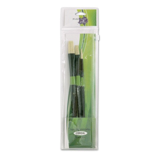 JUEGO PINCELES SURTIDO MADERA CON 3 PIEZAS