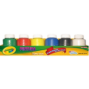 PINTURA TEMPERA CRAYOLA 59ML CON 6 PIEZAS