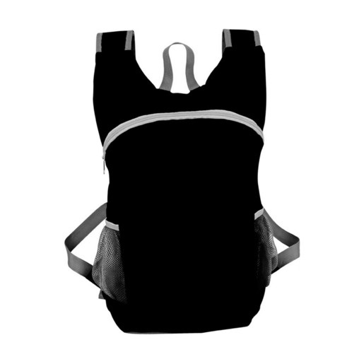 MOCHILA PLEGABLE DE VIAJE COMPACTA NEGRO C/GRIS