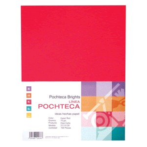 PAPEL BRIGHT RED NEON CARTA CON 100 HOJAS POCHTECA