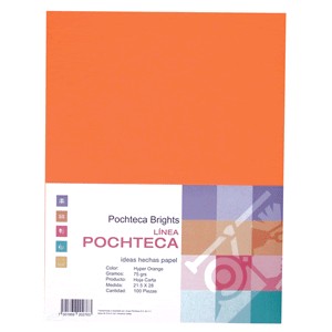 PAPEL BRIGHT ORANGE NEON CARTA 100 HOJAS POCHTECA