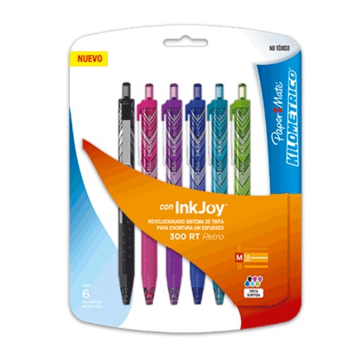 PLUMA KILOMETRICO PAPERMATE 300 RT 6 PIEZAS
