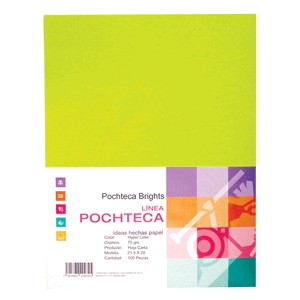 PAPEL BRIGHT LIME NEON CARTA CON 100 HOJAS POCHTECA