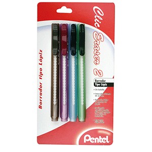 GOMA CLIC ERASER II TIPO LAPIZ PENTEL CON 4 PIEZAS