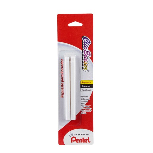 BORRADOR CLIC ERASER SIN BARRIL DE PENTEL 2 PIEZAS