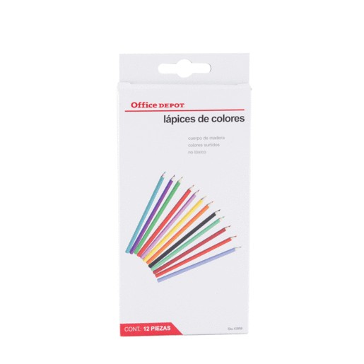 COLORES LARGOS OFFICE DEPOT CAJA CON 12 PIEZAS