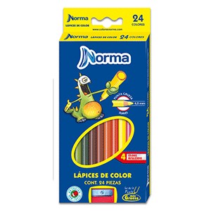 CAJA DE COLORES NORMA LARGOS CON 24 PIEZAS