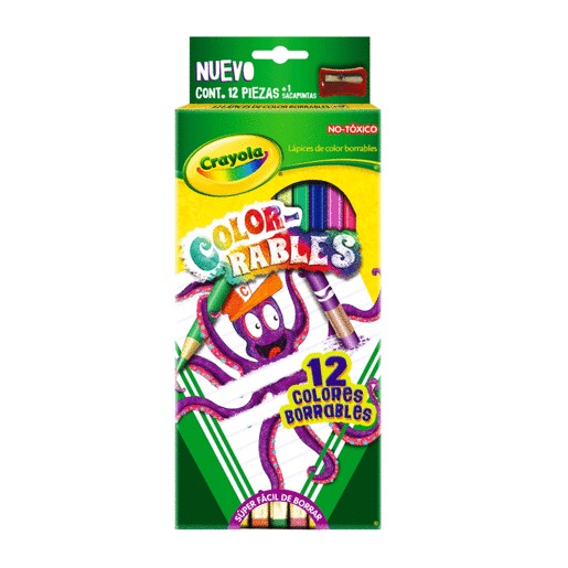 12 LAPICES COLOR BORRABLES MAS  SACAPUNTAS